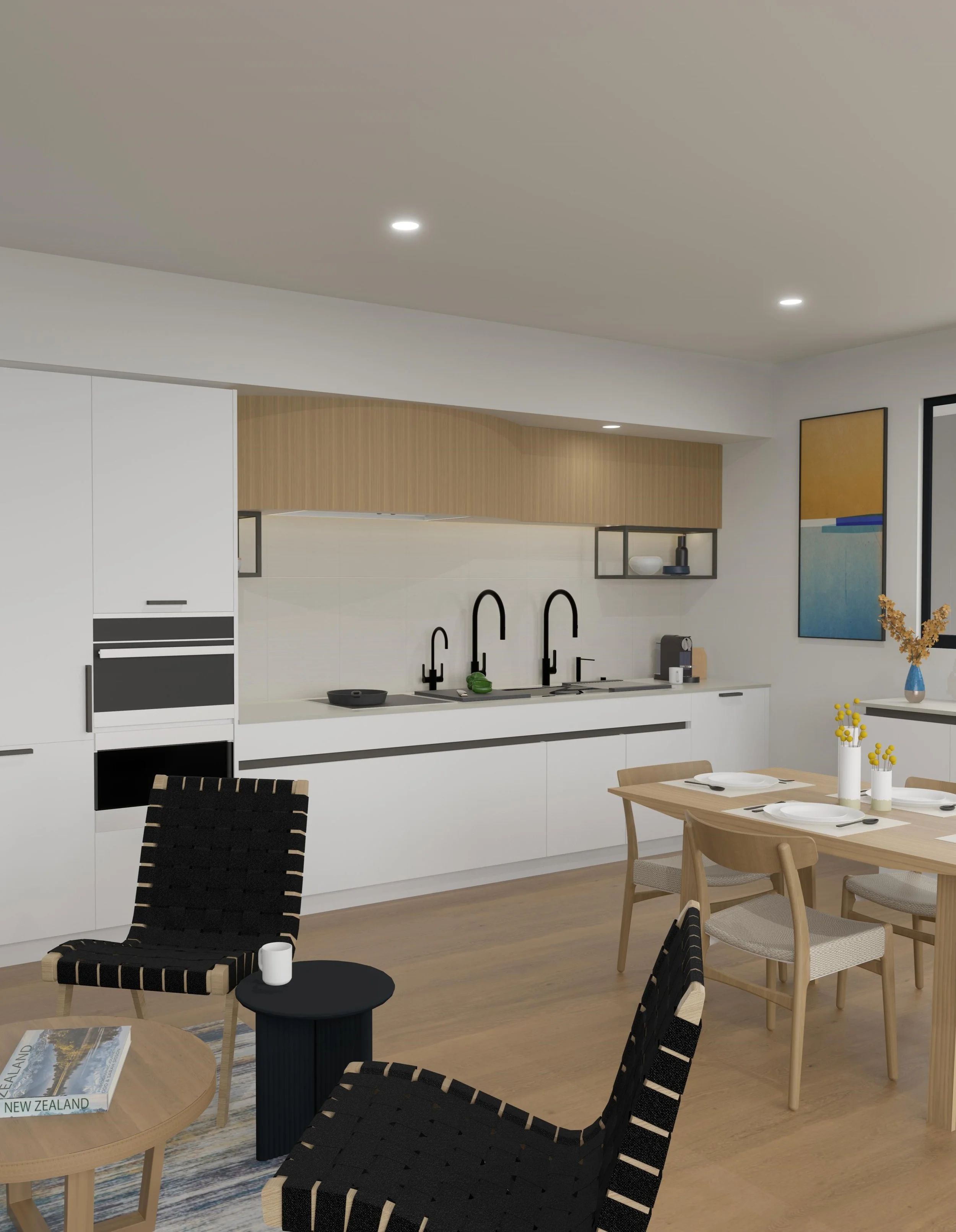 New construction ADU kitchen, European cabinetry, channel hardware, The Galley workstation