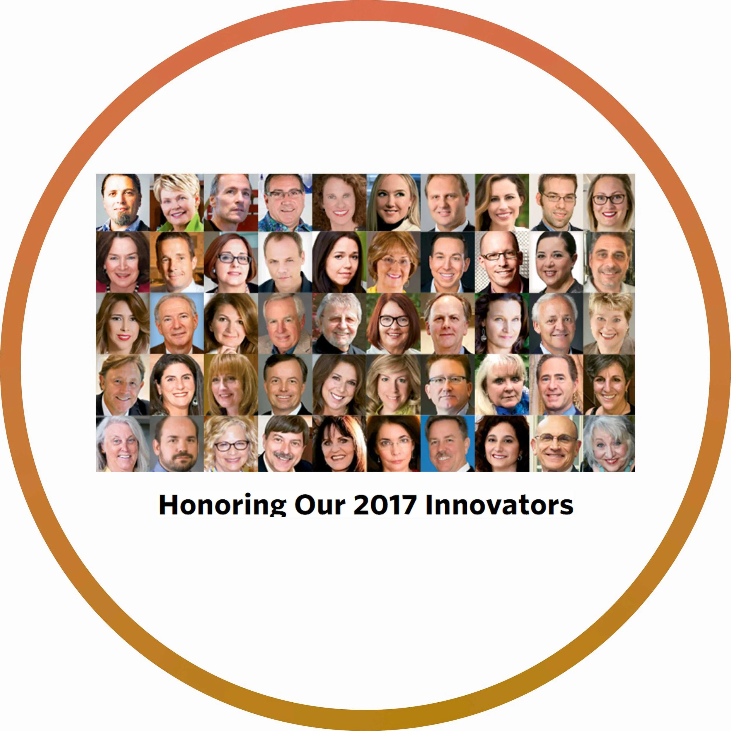 Collage of diverse headshots of people with the text 'Honoring Our 2017 Innovators' underneath.