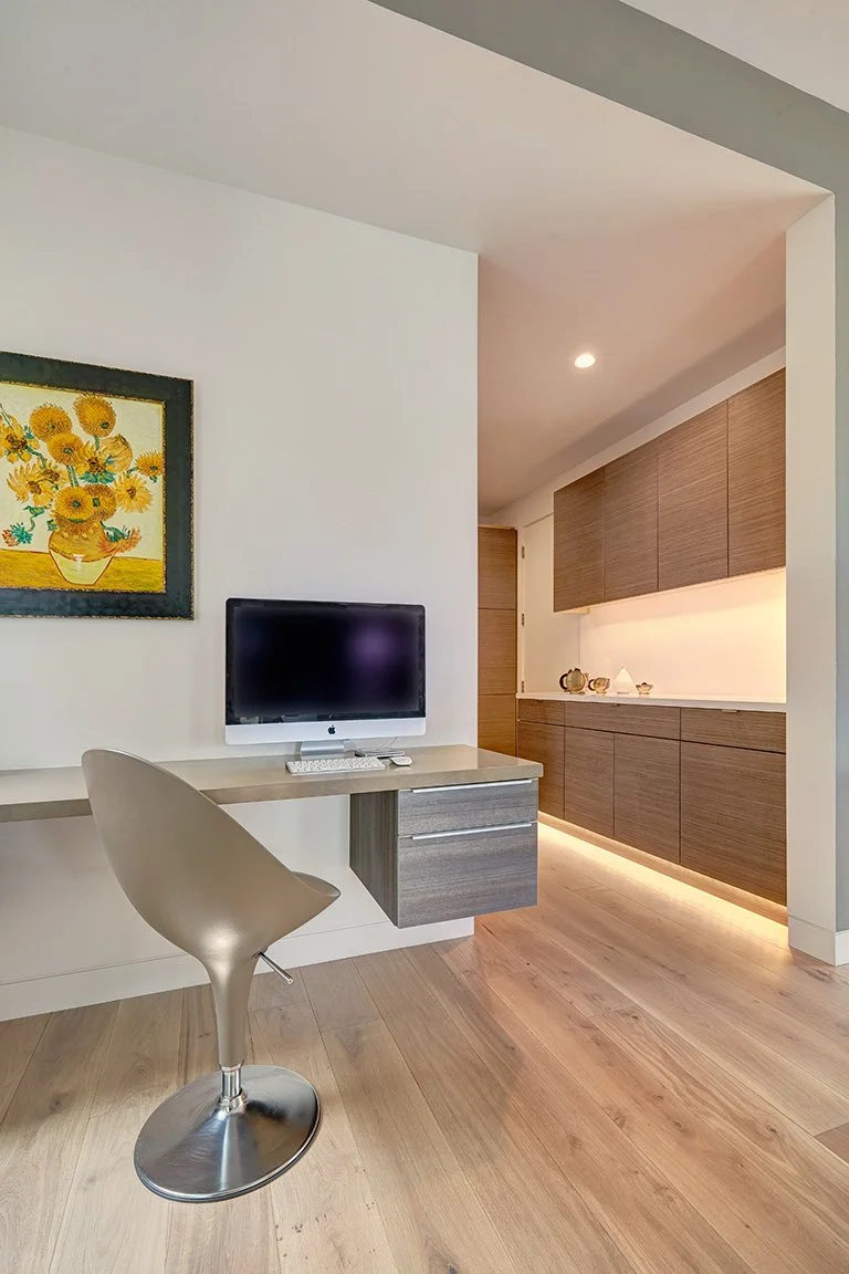 Modern new construction home, European cabinetry, office