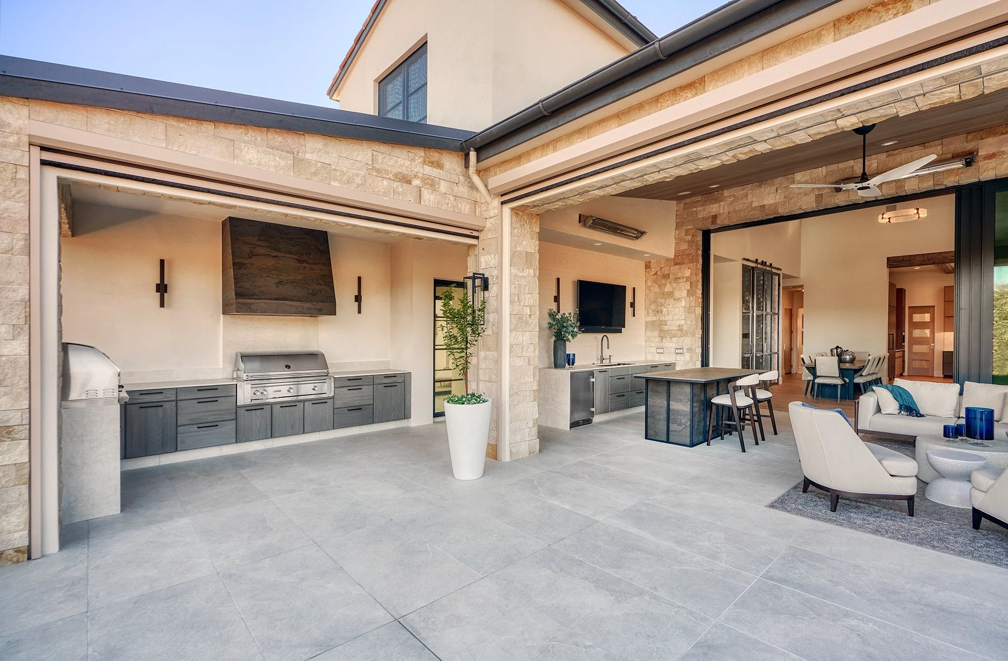 Modern new construction home, outdoor kitchen