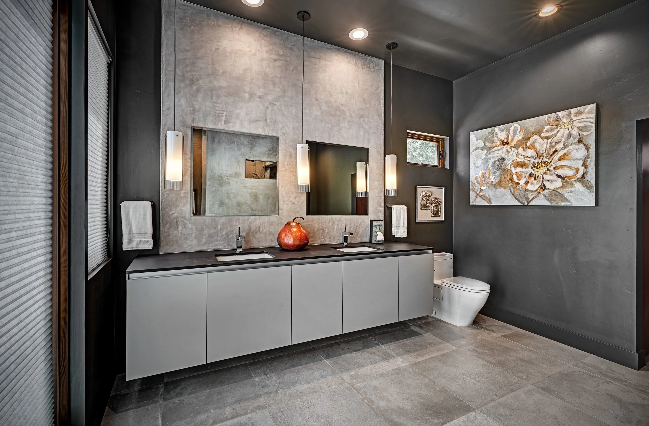 Modern whole home remodel, European channel cabinet vanity, primary bathroom