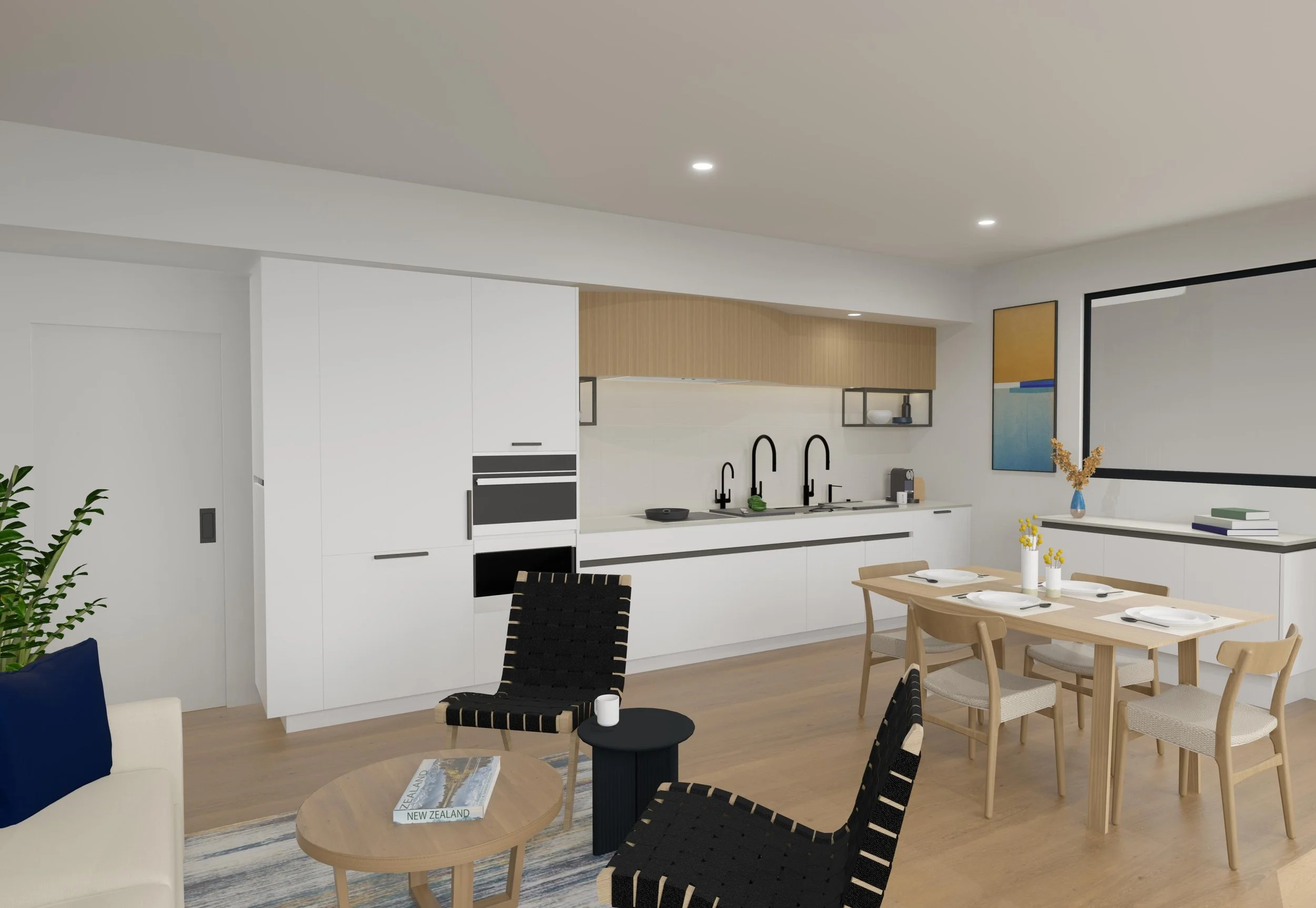 New construction ADU kitchen, European cabinetry, channel hardware, The Galley workstation