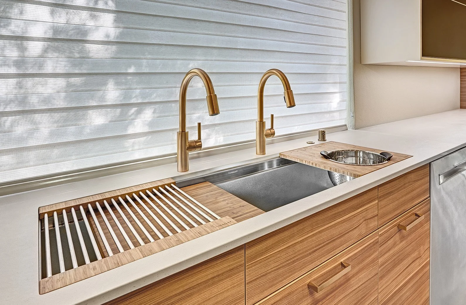 Vaulted ceiling kitchen remodel, wood European cabinetry, The Galley workstation