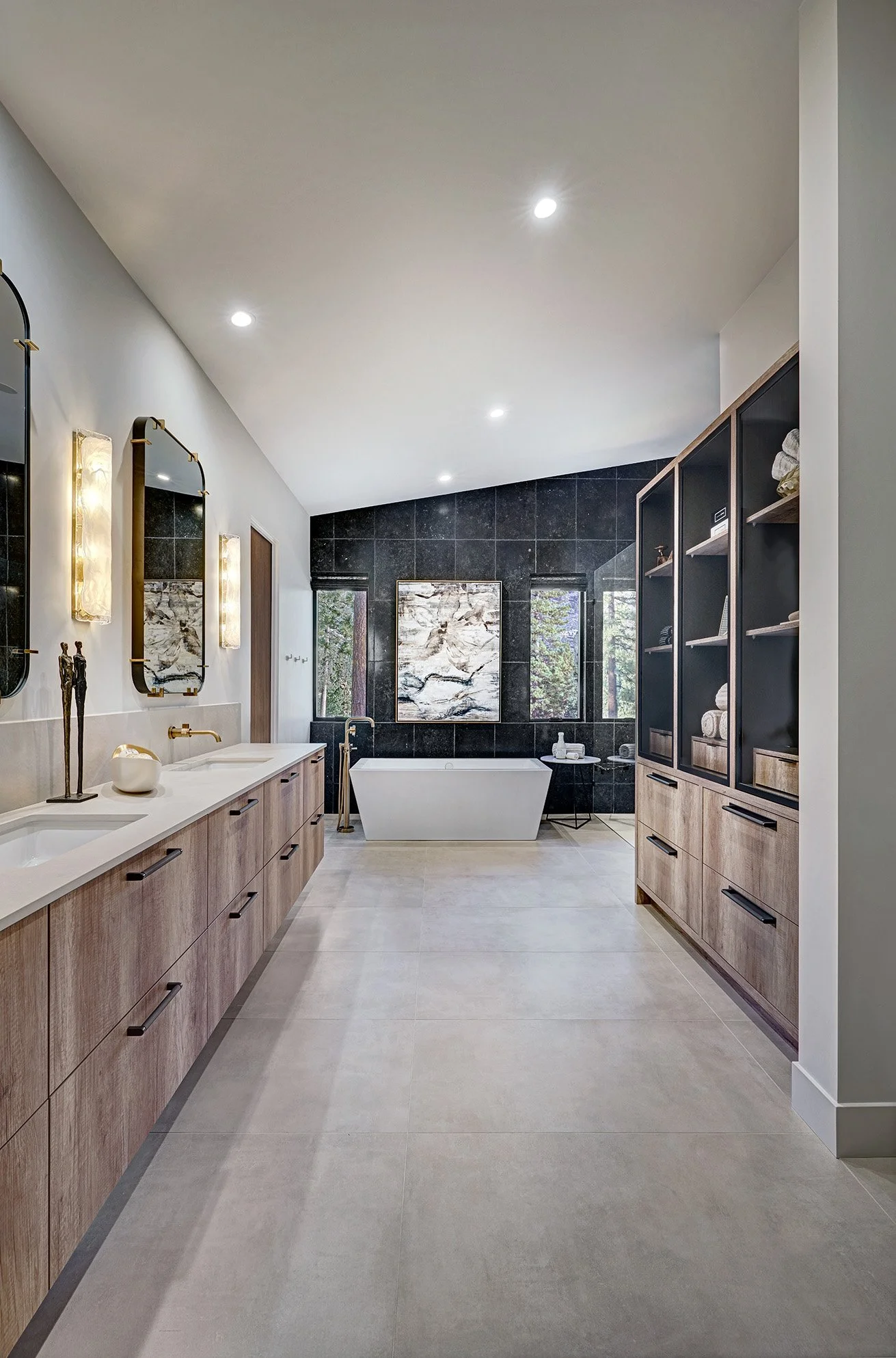 Modern new construction home, European cabinetry, luxury primary bathroom