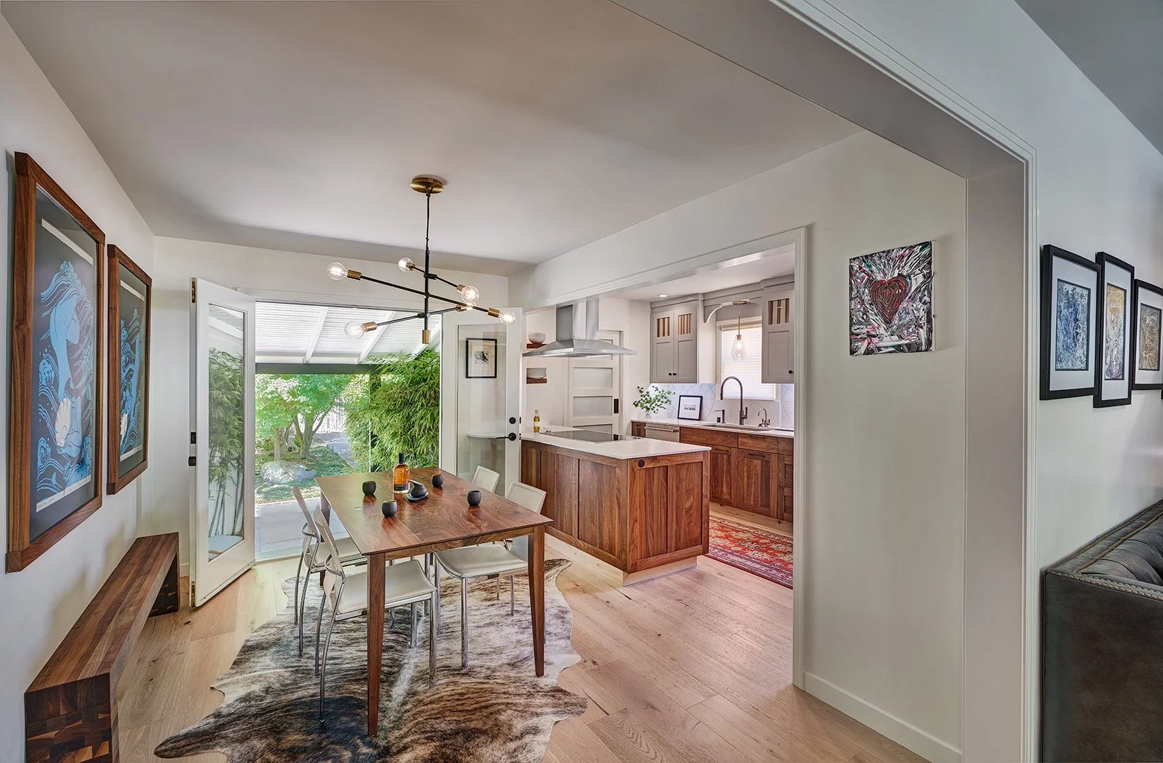 Bungalow kitchen remodel, walnut cabinetry, custom paneled refrigerator, The Galley Workstation