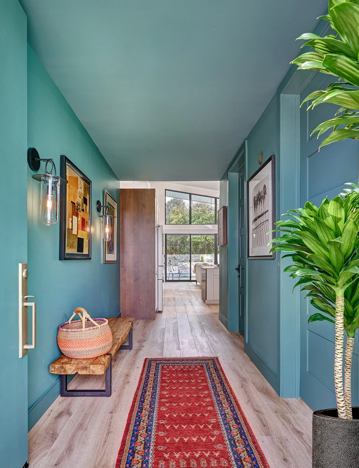 New construction ADU home, teal entry