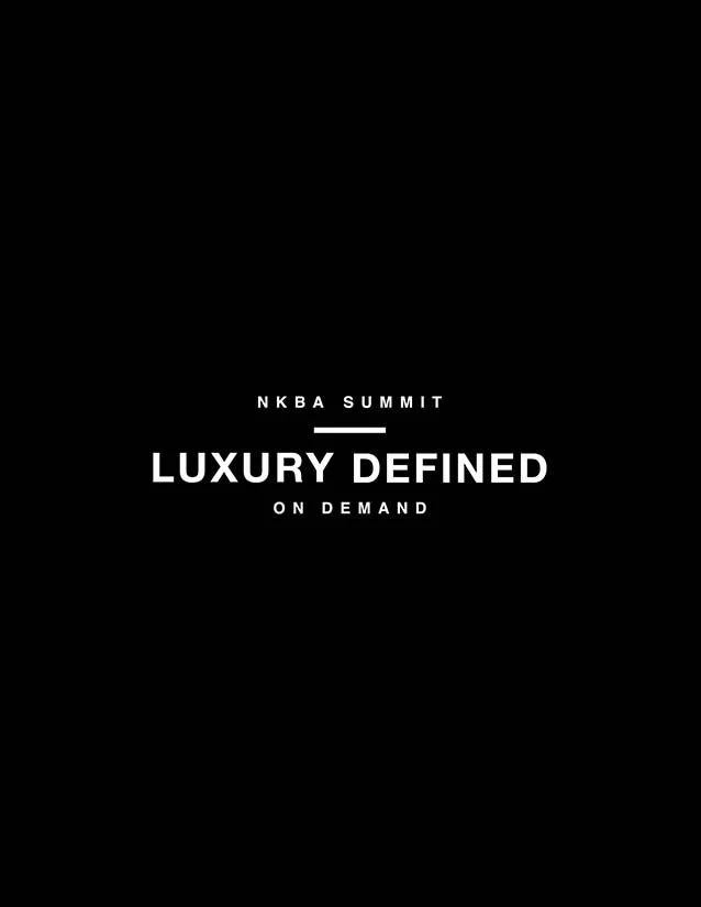 Black promotional poster for NKBA Summit titled 'Luxury Defined' with white text.