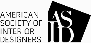 Logo of the American Society of Interior Designers, featuring the organization's initials and name in black text.